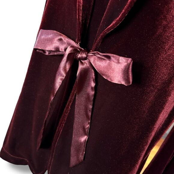 VTG Notations Womens Red Velvet Stretch Satin Tie Front Jacket Built-In Cami XL - Picture 4 of 11